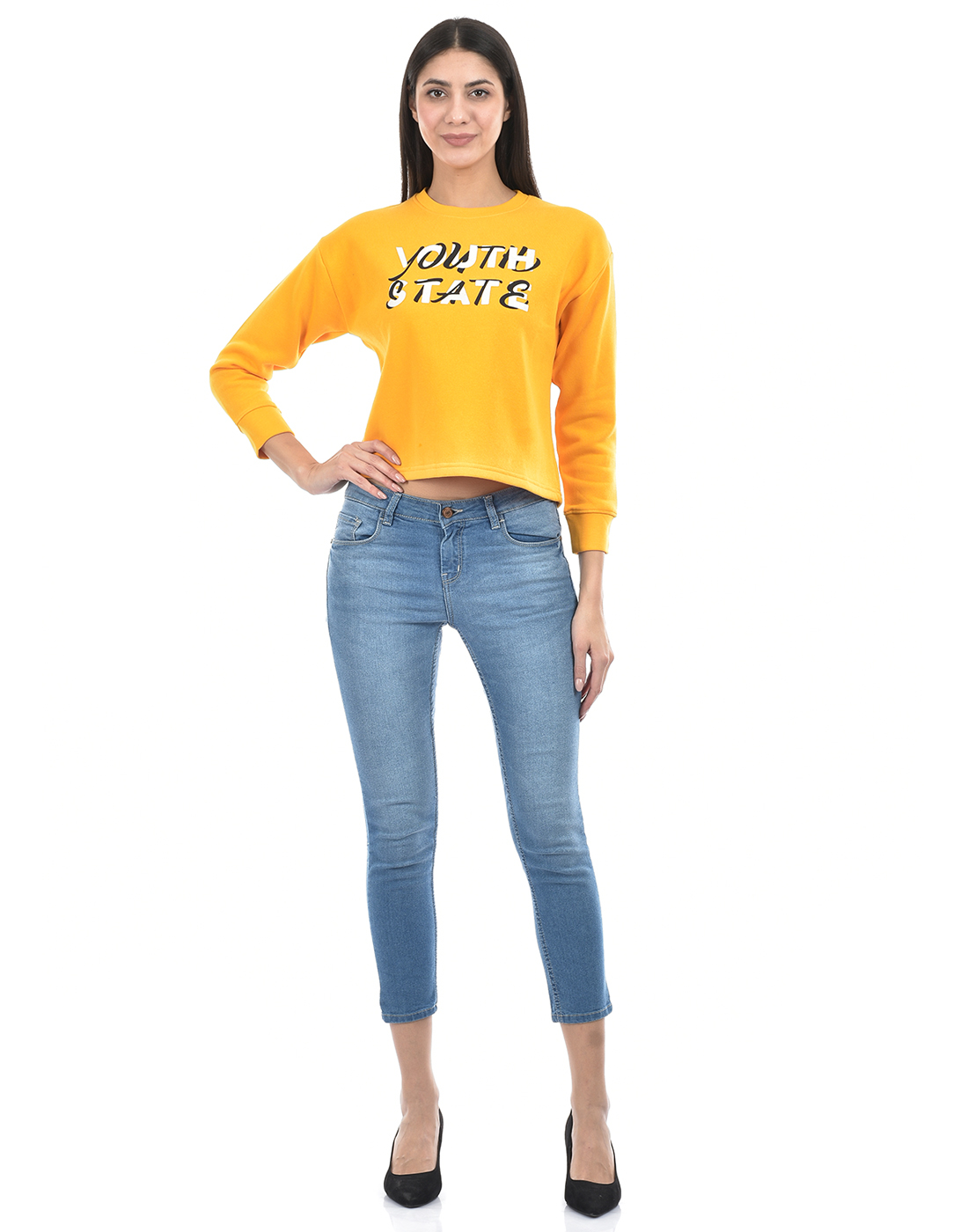 Numero Uno Women Typography Yellow Sweat Shirt